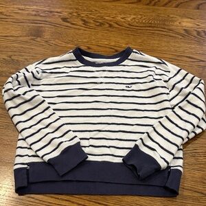 Vineyard Vines Navy and White Striped Terry Cloth Sweatshirt